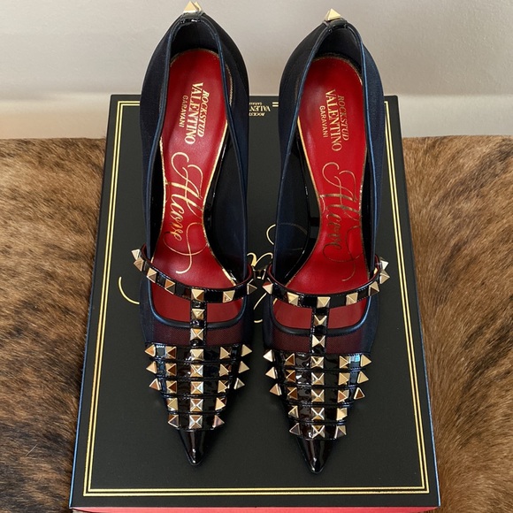 VALENTINO Rockstud Alcove Slingback Mesh Pumps Mule WW2S0CQ1 black 39